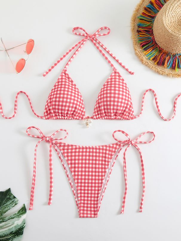 Women's Clothing Sexy Two Piece Vacation Women's Printed Tie Bikini Suit_ecoleips.com
