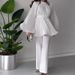 Women's clothing round neck bat sleeve pleated large swing top temperament elegant suit_ecoleips.com