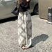 Summer Retro Hong Kong Style Digital Print Casual Straight Leg Pants High End Feel for Women_ecoleips.com