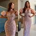 Sexy Strapless Off-the-shoulder Bubble Sleeve sequin tight dress skirt_ecoleips.com