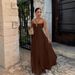 Women's Clothing Solid Color Tube Top Pleated Sleeveless Suspender Dress_ecoleips.com