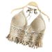 Women's Clothing Halter Neck Small Vest Sling Inner Wear Shoulder Straps And Chest Pads Backless Hollow Tube Top Embroidered Vest_ecoleips.com