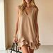 2026 European And American Cross-border Summer New Product Comfortable Casual V-neck Sleevel Ruffle Women's_ecoleips.com
