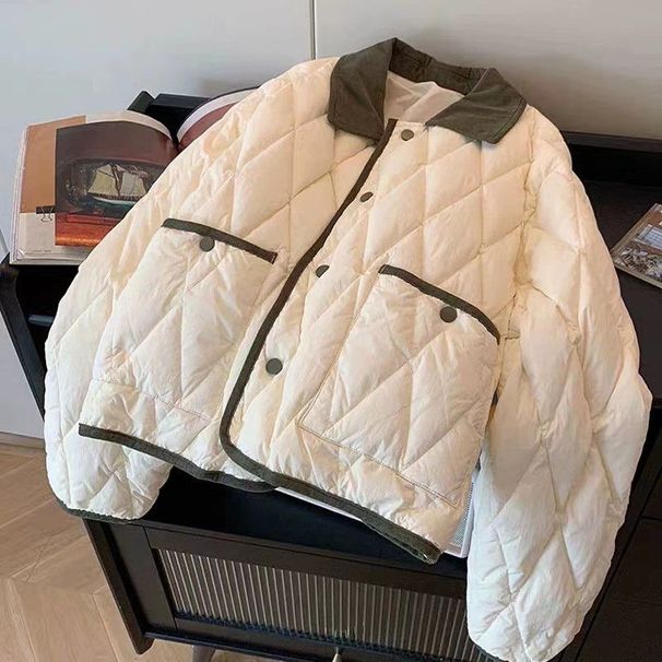 Neploe 2025 New Korea Turn-down Collar England Parkas Panelled Plaid Small Fragrance Coat Women All-match Literary Exquisite Top_ecoleips.com