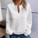 2026 Autumn And Winter New Women's Solid Color Casual Notch Neck V-shaped Long-sleeved Sweatshirt_ecoleips.com