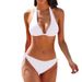 Women's Clothing Strappy Sexy Bikini Sexy High End Solid Color Beach Vacation Swimsuit_ecoleips.com