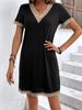 Women's Clothing Fashionable Women's V Neck Dress Gold Lace Patchwork Summer Dress Style For Formal & Casual For Women_ecoleips.com