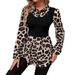 Women's Clothing New Fashion Stitching Leopard Print Long Sleeved Shirt_ecoleips.com