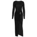 2025 European American New Style Knitted Textured Long-sleeve Dress, Autumn And Winter Slim-fit Irregular_ecoleips.com