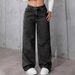 Black Wide Leg Jeans for Women Low Waisted Slimming European American Style Floor Length Jeans Flowing Cross Border E Commerce Item_ecoleips.com