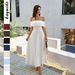 Women's Off-Shoulder French Style Dress Elegant Casual Thin Material Spring/Summer Clothing_ecoleips.com