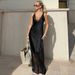Talenza Elegant Lace Long Dresses Women's Fashion V-Neck Lace Patchwork Sleeveless Long Dress Luxury Slim Female Evening Dresses_ecoleips.com