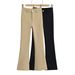 Women's Fleece-Lined Flared Trousers – Low Waist Slim Straight Leg Pants, Soft & Warm Winter Casual Pants_ecoleips.com