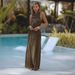 Women's Clothing Trend New Fashion Sexy Sleeveless Pleated Slim Waist Dress Solid Color Dress_ecoleips.com