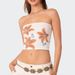 Summer New Women's Sexy Slim Fit Strapless Top American Street Print Hot Girl Fashion European And American Retro Style Patchwork_ecoleips.com