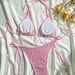Women's Clothing Sexy Solid Color Bow Bikini Bikini Women's Beach Vacation_ecoleips.com