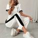 Women's Summer Thin Two-Piece Set Casual T-Shirt And Pants with Panda Print Pocket_ecoleips.com