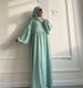 Verve Women's Clothing Dubai Turkey Solid Color Pleated Loose Dress With Headscarf Two-layer Hijab P333_ecoleips.com