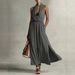 Women's Sleeveless Solid Color V Neck Casual Midi Dress – Summer Resort Gown 2026_ecoleips.com