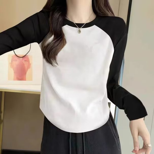 German Velvet New Autumn And Winter Printing Inner With Simple Shoulder Plush Thickened Long-sleeved T-shirt Bottoming Shirt For Women_ecoleips.com