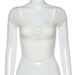 Fashionable 2025 Summer New Short Sleeved U-neck Single Breasted Slim Fit Open Navel Solid Color T-shirt For Women_ecoleips.com