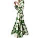 Women's Fashion Personality Printed Skirt V-Neck Swing Dress_ecoleips.com