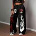 Women's Clothing Versatile Printed Long Pants Loose Waist Cinching Trendy Street Fashion_ecoleips.com