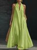 Women's V-Neck Sleeveless Maxi Dress Summer Vacation Beach Coverup Flowy 5 Solid Colors Available_ecoleips.com