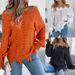Fashion Women's Knit Sweater Long Sleeve Cold Shoulder Lace-Up Hollow Out Pullover Tops Casual Streetwear_ecoleips.com