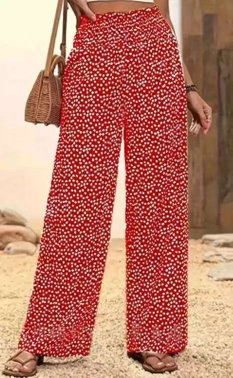 K Printed Loose Casual Pants With Elastic Waistband And Elastic Pants_ecoleips.com