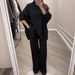 Women's Clothing Solid Color V Neck Single Breasted Slim Fitting Knitted Sweater Two Piece Set_ecoleips.com