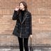 "Black Checkered Wool Blazer For Women – Oversized Casual Tweed Jacket, Relaxed Fit Spring/Fall Office Coat With Patch Pockets"_ecoleips.com