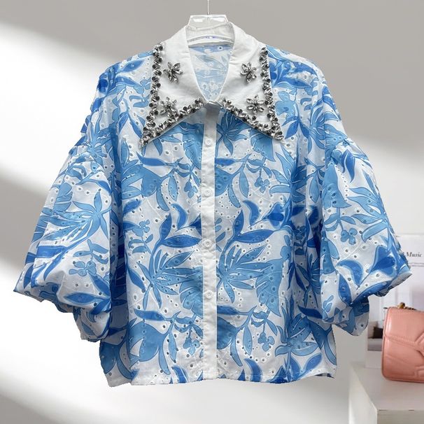 Women's Clothing Printed High Waist Shirt For Women Slim Fit Versatile Top_ecoleips.com
