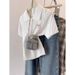 Women's White Polo Collar Knit Top Short Sleeve Shirt with Bow Embroidery And Button Detail Summer 2025_ecoleips.com