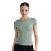 Women's Clothing Lightweight Nude Yoga T-Shirt Casual Sports Top Short Sleeve Slim Fit For Running Training Fitness Wear_ecoleips.com