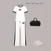 Women's Fashionable Casual Print Top And Wide Leg Pants Set round Neck Short Sleeved Loose Spring Summer 8002_ecoleips.com