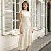 Women's French Elegant Slimming Dress Stand up Collar Pleated Irregular Knitted Vest Dress for Summer_ecoleips.com
