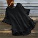 Women's Clothing Pure Color Loose Ruffled Cuffs Round Neck Short Sleeves Button Women's Shirt_ecoleips.com