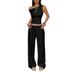 Sporty, Simple Sleeveless Vest, Solid Color Long Pants Set For Women's Spring And Summer_ecoleips.com