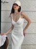 Hugcitar Elegant Straps Backless Sexy Solid Bodycon Maxi Prom Dress 2025 Summer Women Fashion Clothes Evening Party Vacation_ecoleips.com