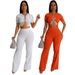 Women's Clothing Short Sleeved Short Top With Slim Fitting Flared Trousers Fashionable Two Piece Suit For Women_ecoleips.com
