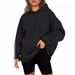 Oversized Fleece-Lined Hooded Sweatshirt - Women's Cozy Pullover With Drop Shoulder For Streetwear & Loungewear_ecoleips.com