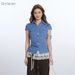 HeyHenry Women's Slim Fit Plaid Shirt Short Sleeved Flattering Summer Look Slimming Sexy Style_ecoleips.com