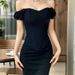 European And American Street Style French Short Sleeve Fishbone Waist Cincher Chest Pad Tube Off-Shoulder Slim Fit Vest_ecoleips.com