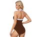 Classic Black White Triangle One Piece Swimsuit Sporty Style Tummy Control Slimming Fashionable Women's Swimwear_ecoleips.com