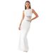 Summer Women's Dress European American Style Solid Color Semi Transparent Hollowed out Lace Twisted Waistband Cross Border Trade_ecoleips.com