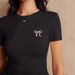 Y2k Letter Print Crop Top – Sexy Fitted Short Sleeve Tee For Women (Xs-Xl, Black Polyester Spandex Blend)_ecoleips.com