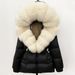 Elegant Women's Down Jacket With Fox Fur Trim, Waist-Cinching Long Coat, Warm Winter Parka, Korean Style Luxury Outerwear_ecoleips.com