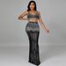 Women's Clothing Nightclub Party Mesh See Through Suspender Vest Long Skirt Two Piece Set_ecoleips.com