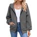 Women's Clothing Zip-Up Hooded Sweatshirt With Pockets - Casual Long Sleeve Pullover For Fall & Winter_ecoleips.com